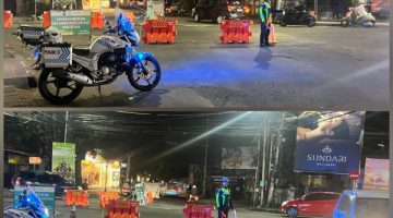 Layani Masyarakat Pengguna Jalan Polsek Kuta Utara Strong Point Malam Hari