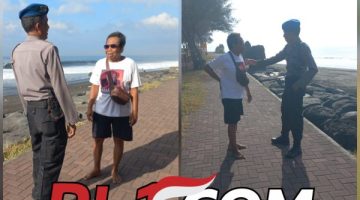 Giat Sambang Dan Himbauan Keamanan Oleh Satpolairud Polres Gianyar Di Pantai Masceti