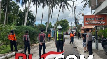 Bhabinkamtibmas Desa Ped Lakukan Pengamanan Penebangan Pohon di Jalur Ped–Toyapakeh.